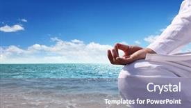  Presentation with relaxing - Colorful slide deck enhanced with spiritual people - man relaxing on the beach backdrop and a gray colored foreground