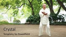  Presentation with spiritual - Presentation design consisting of spiritual people - taichi background and a  colored foreground