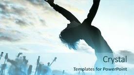  Presentation with abstract light - Theme featuring spiritual people - woman in abstract blue light background and a  colored foreground