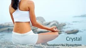  Presentation with mother doing yoga kids - Theme having spiritual people - yoga beach woman doing pose background and a light blue colored foreground