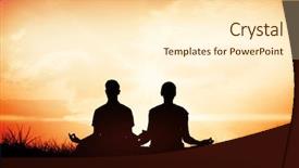 Presentation with lotus - Presentation theme having spiritual race - attractive couple in white meditating background and a cream colored foreground