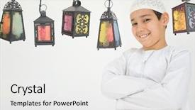  Presentation with ramadan - Theme enhanced with spiritual race - happy child ready for ramadan background and a white colored foreground