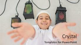  Presentation with ramadan - Beautiful PPT theme featuring spiritual race - happy child ready for ramadan backdrop and a lemonade colored foreground
