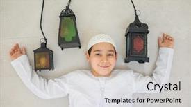  Presentation with ramadan - Cool new presentation theme with spiritual race - happy child ready for ramadan backdrop and a light gray colored foreground