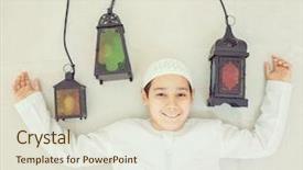  Presentation with ramadan - Cool new PPT theme with spiritual race - happy child ready for ramadan backdrop and a sky blue colored foreground