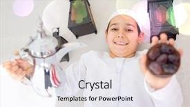  Presentation with ramadan - Slide set consisting of spiritual race - happy child ready for ramadan background and a sky blue colored foreground