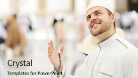  Presentation with islamic - PPT theme with spiritual race - islamic holy place background and a lemonade colored foreground