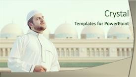  Presentation with islamic - Presentation theme enhanced with spiritual race - islamic holy place background and a cream colored foreground