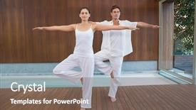  Presentation with peaceful - PPT theme featuring spiritual race - peaceful couple in white doing background and a violet colored foreground