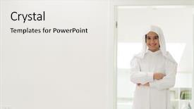  Presentation with sustainable cities saudi arabia - Presentation design having spiritual race - saudi teenager boy background and a white colored foreground