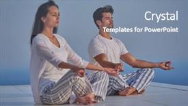  Presentation with long term care home - Beautiful PPT theme featuring spiritual race - young couple practicing yoga backdrop and a seafoam green colored foreground