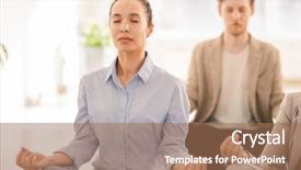  Presentation with light blue dna black - Beautiful slide deck featuring spiritual race - young intercultural woman in light backdrop and a coral colored foreground