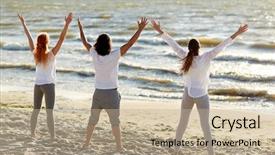  Presentation with retreat - Audience pleasing slides consisting of spiritual retreat - fitness sport yoga and healthy backdrop and a coral colored foreground