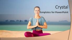 Presentation with retreat - Presentation theme featuring spiritual retreat - mindfulness spirituality and healthy lifestyle background and a light blue colored foreground
