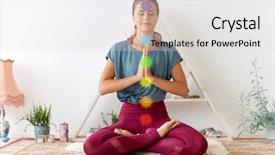  Presentation with lotus - Colorful theme enhanced with spiritual retreat - mindfulness spirituality and healthy lifestyle backdrop and a light gray colored foreground