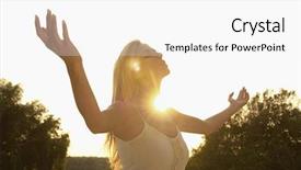  Presentation with corporate yoga - Colorful slide set enhanced with spiritual sunshine - beautiful young woman practicing yoga backdrop and a white colored foreground