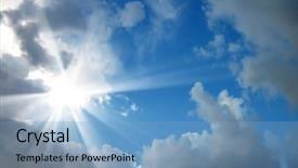  Presentation with spiritual - Colorful presentation enhanced with spiritual sunshine - detail shot of blue sky backdrop and a light blue colored foreground