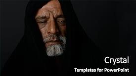  Presentation with man wear black suit - Slide set with spiritual war - very nice portrait background and a black colored foreground