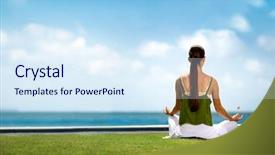  Presentation with woman in sea - Slide deck with spiritual wave - serene woman meditating front background and a sky blue colored foreground