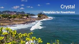  Presentation with bali indonesia touristic destination - Slide set featuring spiritual wave - tanah lot temple bali indonesia background and a ocean colored foreground