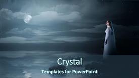  Presentation with coast - Presentation design featuring spiritual wave - young elven girl on sea background and a ocean colored foreground