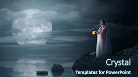  Presentation with lantern - Presentation design with spiritual wave - young elven girl with lantern background and a tawny brown colored foreground