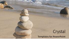  Presentation with spirituality zen meditation stone - Theme having spiritual wave - zen stones on a coast background and a  colored foreground