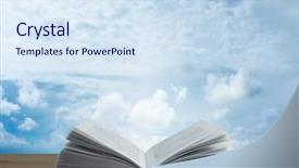  Presentation with book holy bible table - Cool new PPT theme with spirituality education - book on wooden table backdrop and a sky blue colored foreground