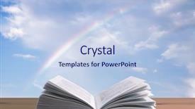  Presentation with book holy bible table - Colorful presentation theme enhanced with spirituality education - book on wooden table backdrop and a light blue colored foreground