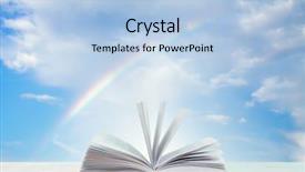  Presentation with book holy bible table - Presentation design featuring spirituality education - book on wooden table background and a light blue colored foreground