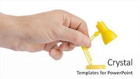  Presentation with spirituality - Slide set consisting of spirituality education - hand with small desk lamp background and a  colored foreground