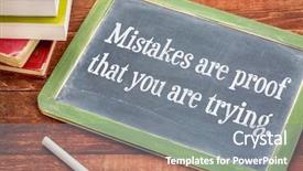  Presentation with stack books - Beautiful PPT theme featuring spirituality education - mistakes are proof that you backdrop and a  colored foreground