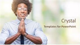  Presentation with praying hands - Slide deck consisting of spirituality job - afro american business man wearing background and a  colored foreground