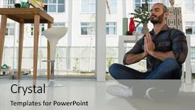  Presentation with prayer - Cool new slide set with spirituality job - businessman in prayer position meditating backdrop and a  colored foreground