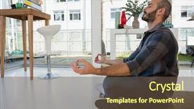  Presentation with spirituality - PPT theme with spirituality job - side view of businessman meditating background and a tawny brown colored foreground