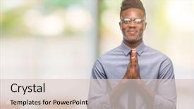  Presentation with african american business - Audience pleasing presentation theme consisting of spirituality job - young african american business man backdrop and a  colored foreground