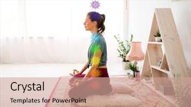  Presentation with spirituality - Colorful PPT theme enhanced with spiritually - mindfulness spirituality and healthy lifestyle backdrop and a coral colored foreground