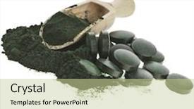  Presentation with algae - Cool new PPT theme with spirulina algae powder and tablets backdrop and a mint green colored foreground