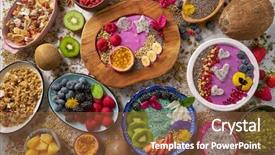  Presentation with acai - Presentation theme with spirulina algae with chia berries background and a tawny brown colored foreground