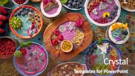  Presentation with green algae smoothie spirulina - Presentation having spirulina algae with chia berries background and a tawny brown colored foreground