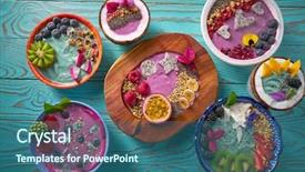  Presentation with spirulina - PPT theme featuring spirulina algae with chia berries background and a ocean colored foreground