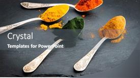  Presentation with ginger powder - Beautiful presentation theme featuring spirulina-ginger-turmeric-powder backdrop and a gray colored foreground
