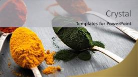  Presentation with spirulina - Beautiful slide deck featuring spirulina-ginger-turmeric-powder backdrop and a light gray colored foreground