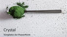  Presentation with dietary supplement - PPT theme with spirulina powder healthy dietary supplement background and a light gray colored foreground