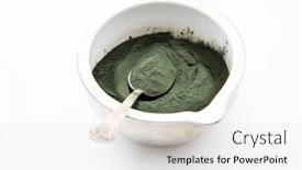  Presentation with spirulina - Slide set featuring spirulina-powder-in-bowl-superfood background and a white colored foreground