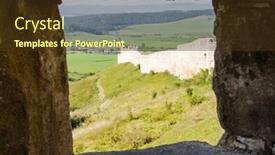  Presentation with castle - Theme consisting of spis-castle-spissky-hrad-slovakia background and a tawny brown colored foreground