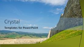  Presentation with castle - Theme with spis-castle-spissky-hrad-slovakia background and a light blue colored foreground