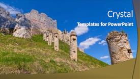  Presentation with castle - Presentation theme with spissky-hrad-castle-ruins-near background and a teal colored foreground