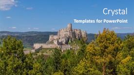  Presentation with castle - Theme enhanced with spissky-hrad-castle-ruins-near background and a teal colored foreground