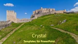  Presentation with castle - PPT theme featuring spissky-hrad-castle-ruins-near background and a tawny brown colored foreground